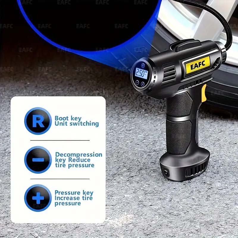 150PSI Cordless Tire Pump - USB Charging, Night-Light, Pressure Gauge-Zy Fulfill