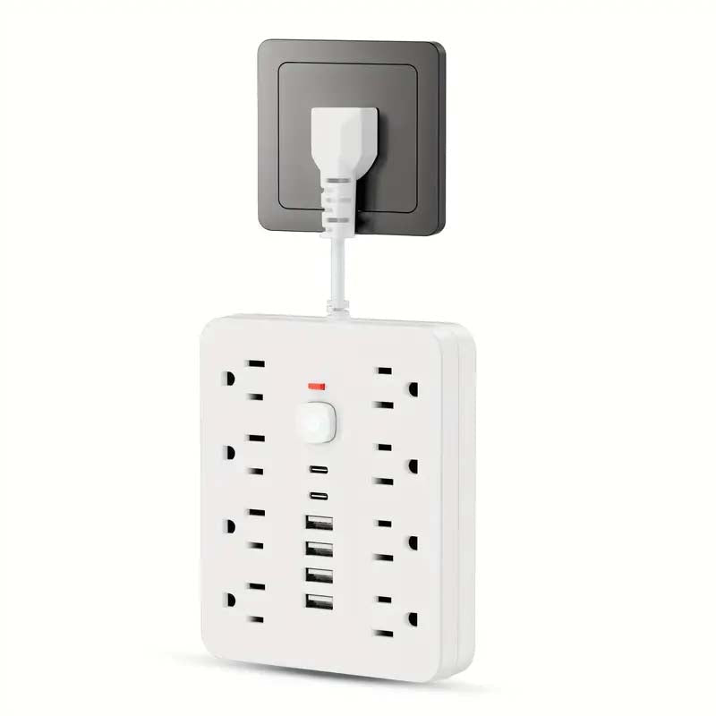 14-in-1 Power Adapter: USB, Type-C, AC Outlets, Surge Protector-Zy Fulfill