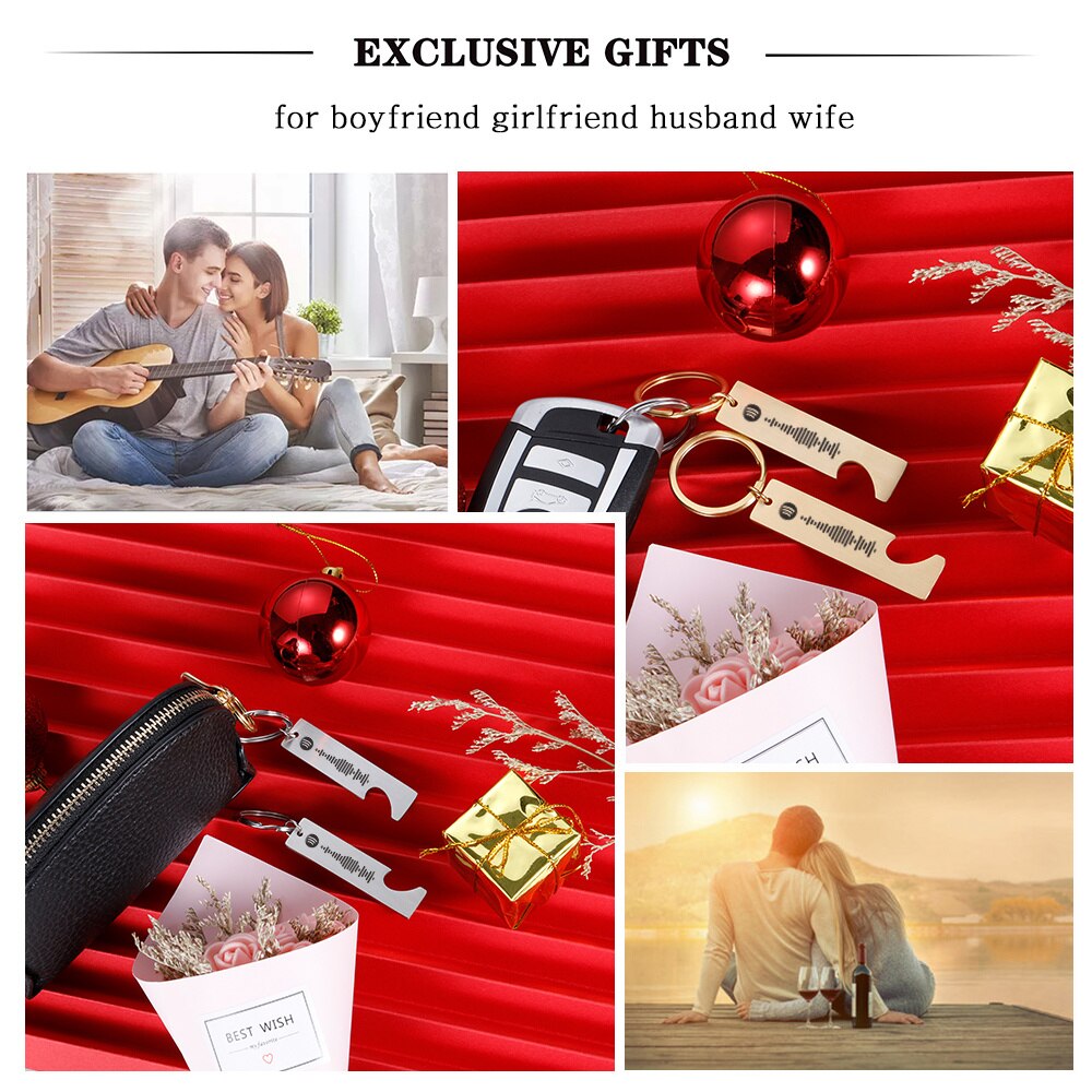 2pcs Personalized Spotify Code Keychain Engraved Music Jewelry Birthday Gift Zydropshipping