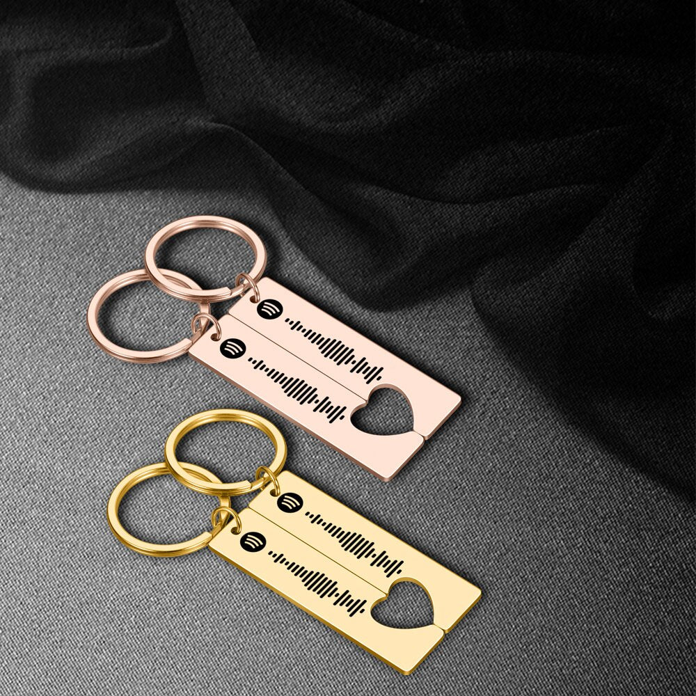 2pcs Personalized Spotify Code Keychain Engraved Music Jewelry Birthday Gift Zydropshipping