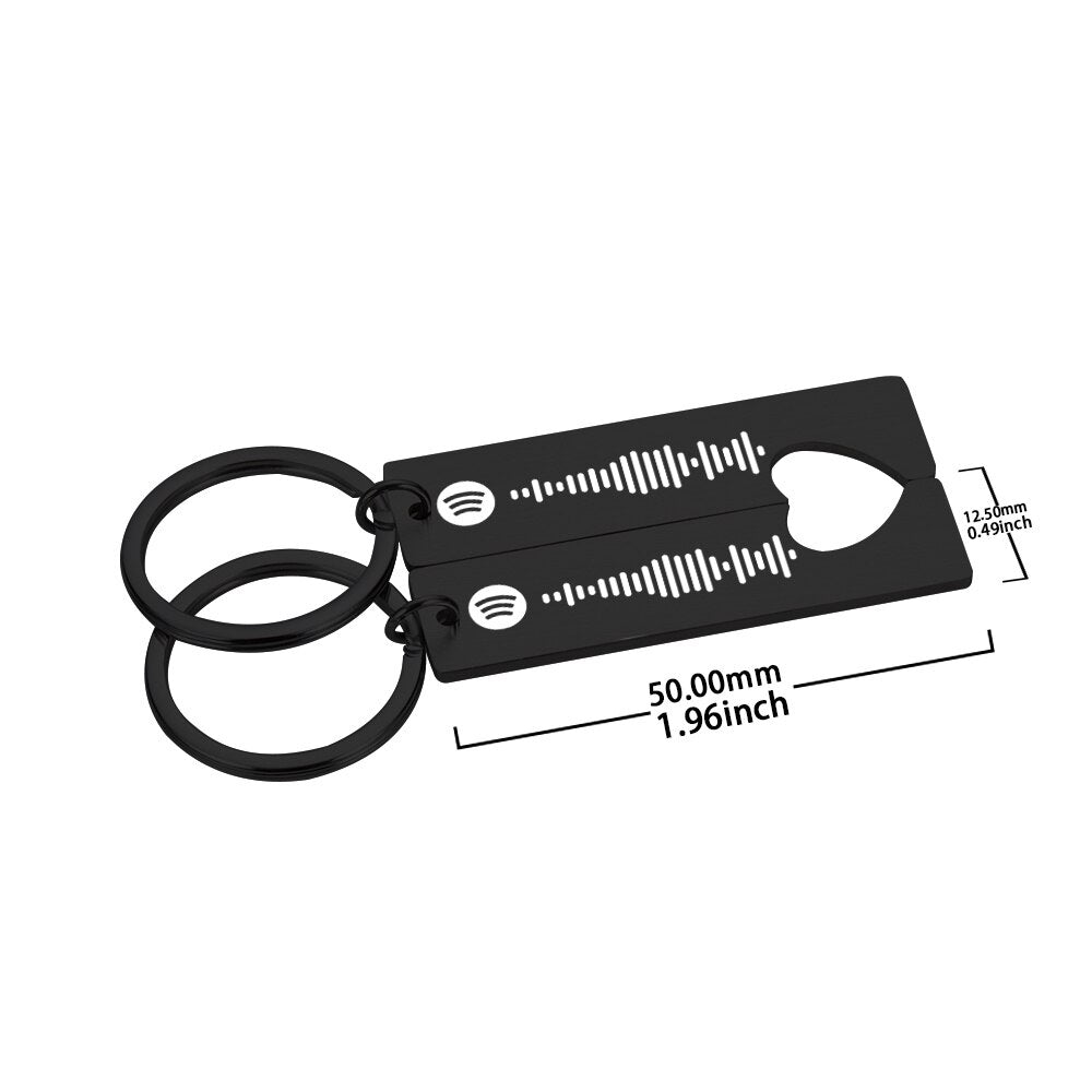 2pcs Personalized Spotify Code Keychain Engraved Music Jewelry Birthday Gift Zydropshipping