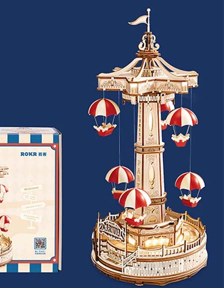 3D Wooden Music Box Kit with LED: Rotating Swing Ride DIY-Zy Fulfill