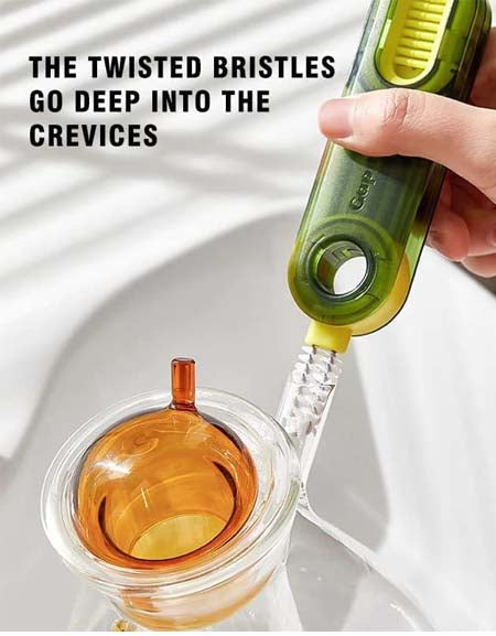 3-in-1 Bottle Cup Lid Detail Brush - Silicone Straw Cleaner - Multi-functional Gap Cleaner