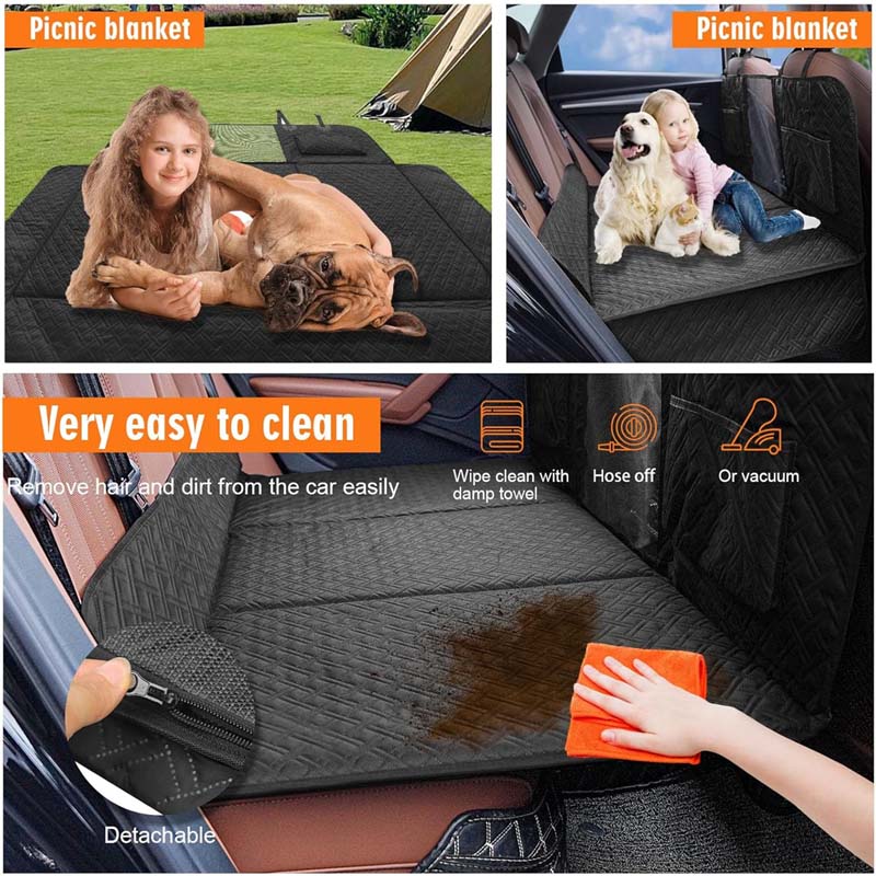 Back Seat Extender for Dogs - Waterproof Dog Hammock with Mesh Window