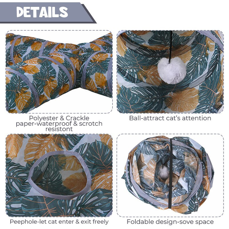 Collapsible Cat Tunnel: 2/3/4 Way Small Animal Tube for Kitty Fun Zydropshipping