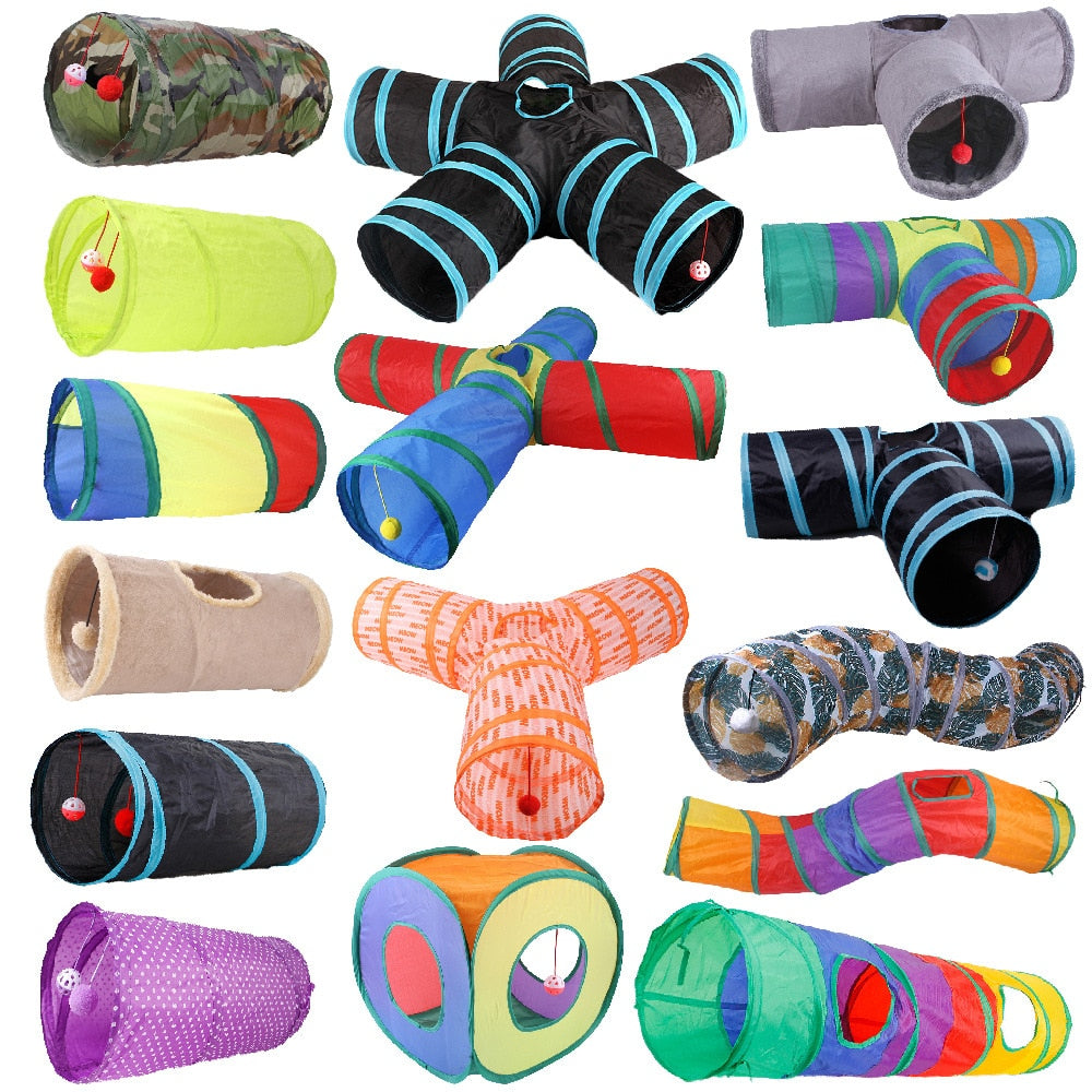 Collapsible Cat Tunnel: 2/3/4 Way Small Animal Tube for Kitty Fun Zydropshipping