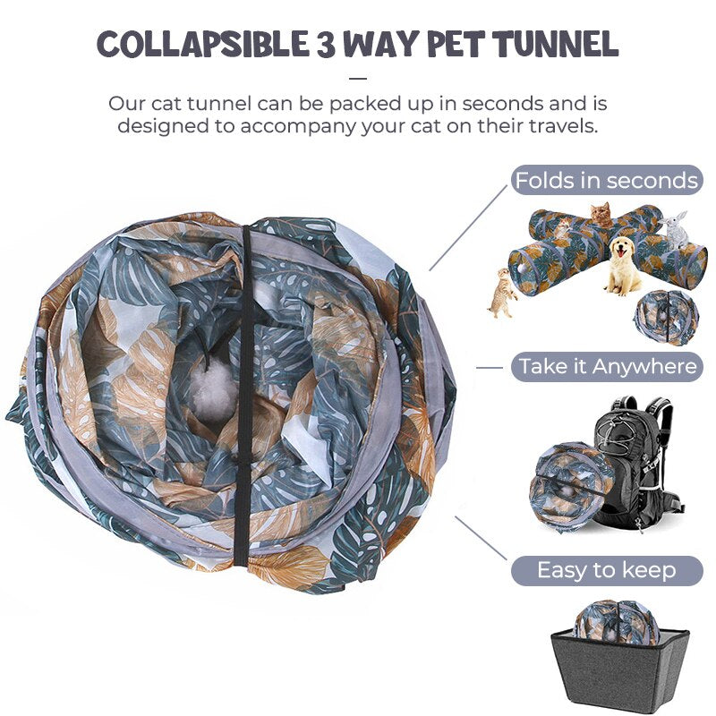 Collapsible Cat Tunnel: 2/3/4 Way Small Animal Tube for Kitty Fun Zydropshipping