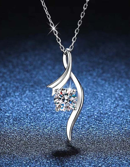 925 Sterling Silver Classic Four-Claw 1 Karat Diamond Necklace-Zy Fulfill