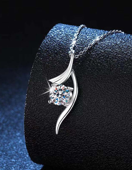 925 Sterling Silver Classic Four-Claw 1 Karat Diamond Necklace-Zy Fulfill