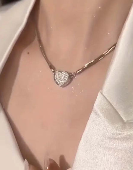 Japanese & Korean Style Heart-Shaped Zircon Necklace-Zy Fulfill