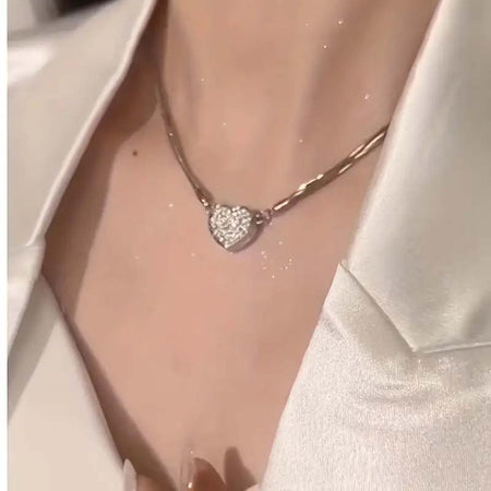 Japanese & Korean Style Heart-Shaped Zircon Necklace-Zy Fulfill
