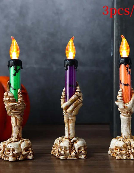 3pcs Halloween LED Skull Candle Holders-Zy Fulfill