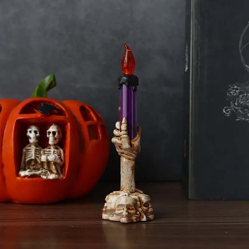 3pcs Halloween LED Skull Candle Holders