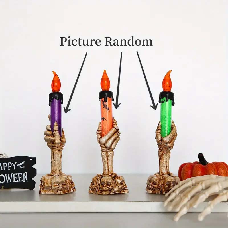 3pcs Halloween LED Skull Candle Holders