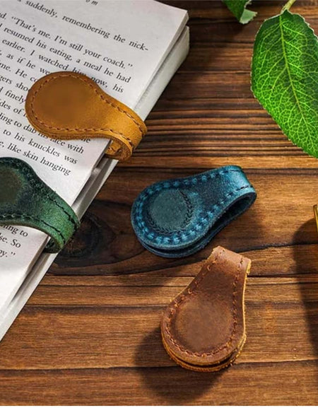 Magnetic Leather Bookmarks Vintage Book Marker Clips-Zy Fulfill