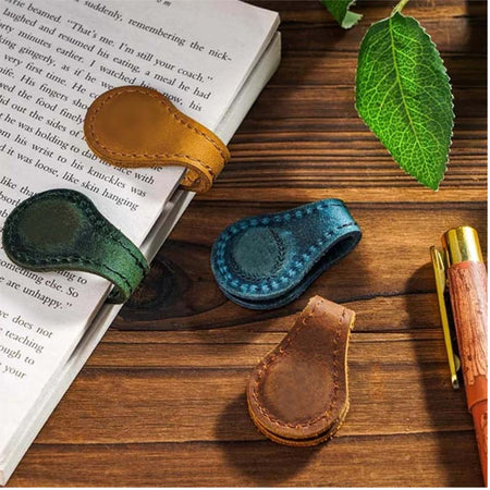 Magnetic Leather Bookmarks Vintage Book Marker Clips-Zy Fulfill