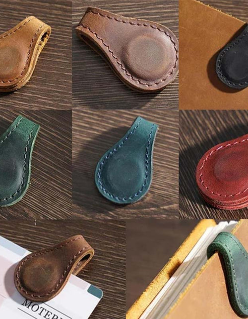 Load image into Gallery viewer, Magnetic Leather Bookmarks Vintage Book Marker Clips
