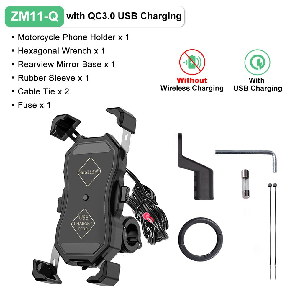 Motorbike and Motorcycle Phone Holder Wireless Charging for MotoX-Grip Zydropshipping