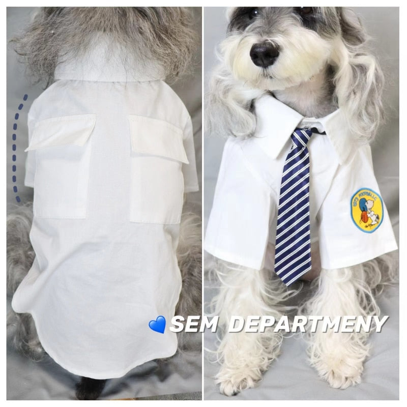 Pet Dog Handsome Necktie Shirt - Stylish Solid Clothes for Dogs Zydropshipping