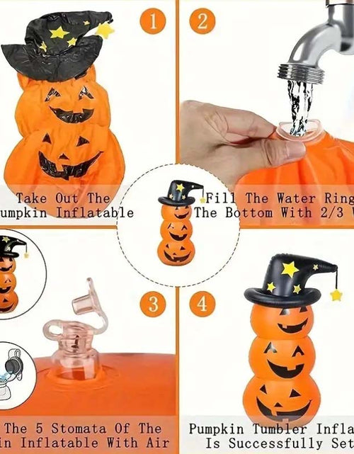 Load image into Gallery viewer, Spooky Halloween Inflatable Pumpkin Stack with Witch Hat – Perfect Outdoor Decor
