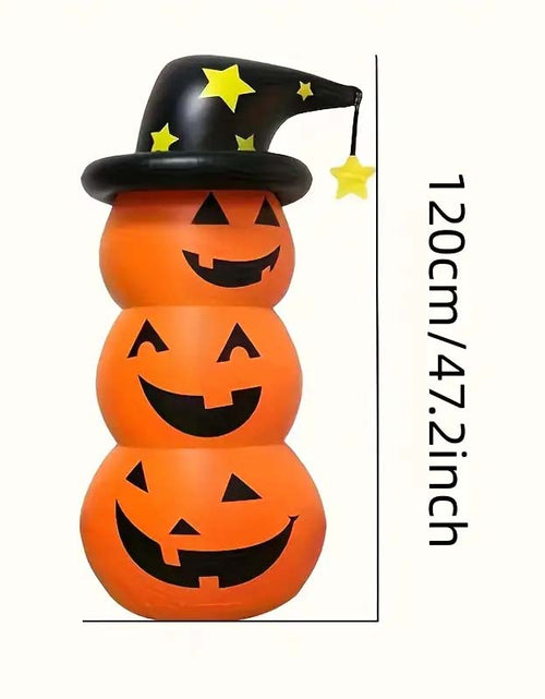 Load image into Gallery viewer, Spooky Halloween Inflatable Pumpkin Stack with Witch Hat – Perfect Outdoor Decor
