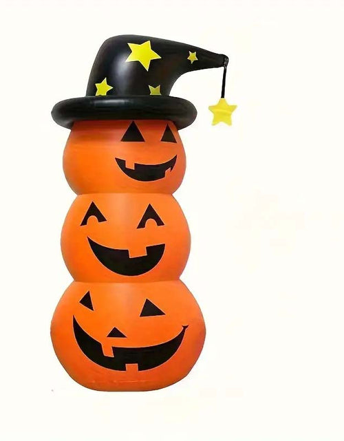 Load image into Gallery viewer, Spooky Halloween Inflatable Pumpkin Stack with Witch Hat – Perfect Outdoor Decor
