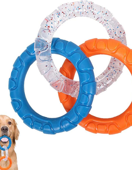 Rubber 3-Ring Tug Dog Toy - Indestructible Interactive Chew Toy for Aggressive Chewers-Zy Fulfill