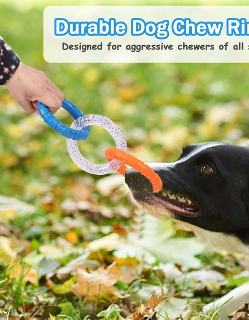 Load image into Gallery viewer, Rubber 3-Ring Tug Dog Toy - Indestructible Interactive Chew Toy for Aggressive Chewers
