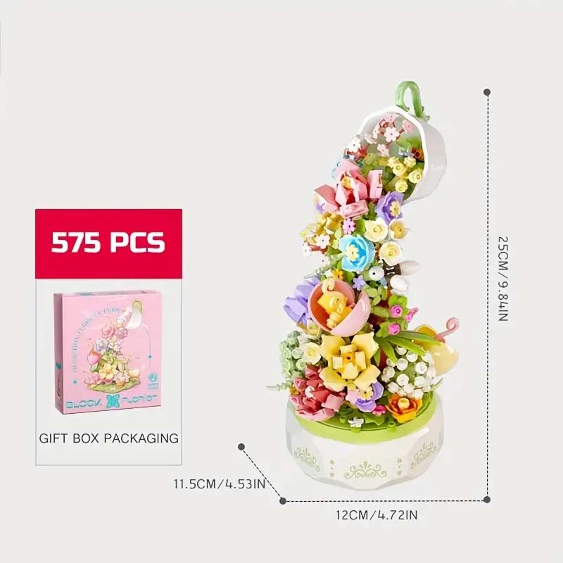 575pcs Teacups Flower Rotating Music Box