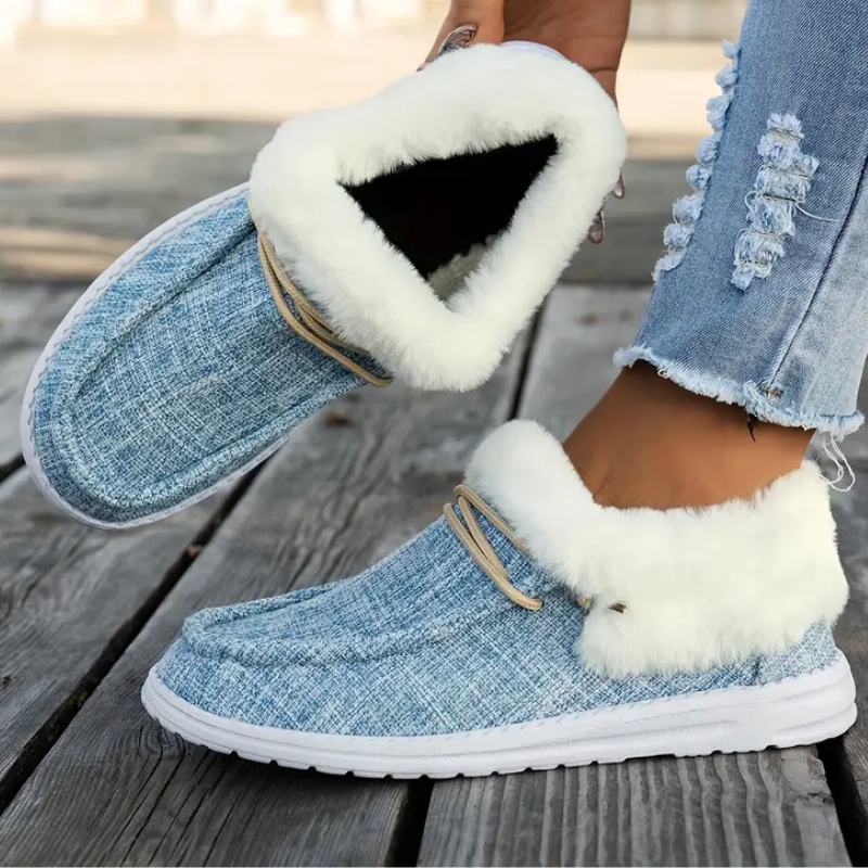 Women's Casual Slip-On Canvas Sneakers – Plush Lining, Non-Slip EVA Sole, All-Season Comfort