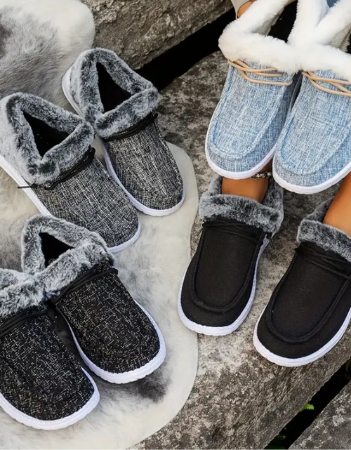 Load image into Gallery viewer, Women&#39;s Casual Slip-On Canvas Sneakers – Plush Lining, Non-Slip EVA Sole, All-Season Comfort
