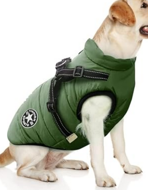 Load image into Gallery viewer, Waterproof Winter Dog Coat with Harness – Reflective, Fleece-Lined, Warm Jacket for Large Dogs
