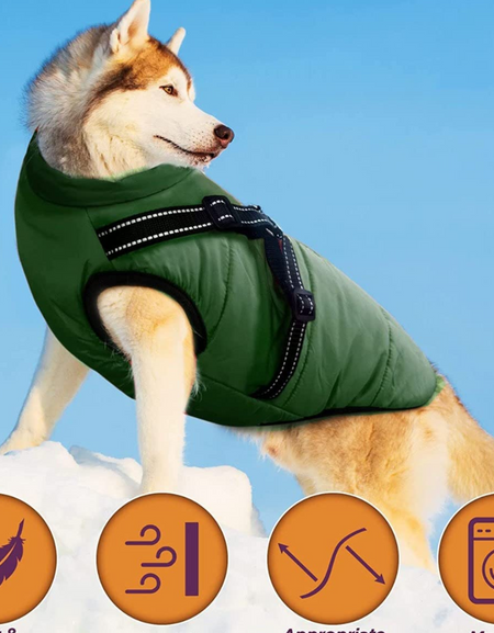 Waterproof Winter Dog Coat with Harness – Reflective, Fleece-Lined, Warm Jacket for Large Dogs-Zy Fulfill