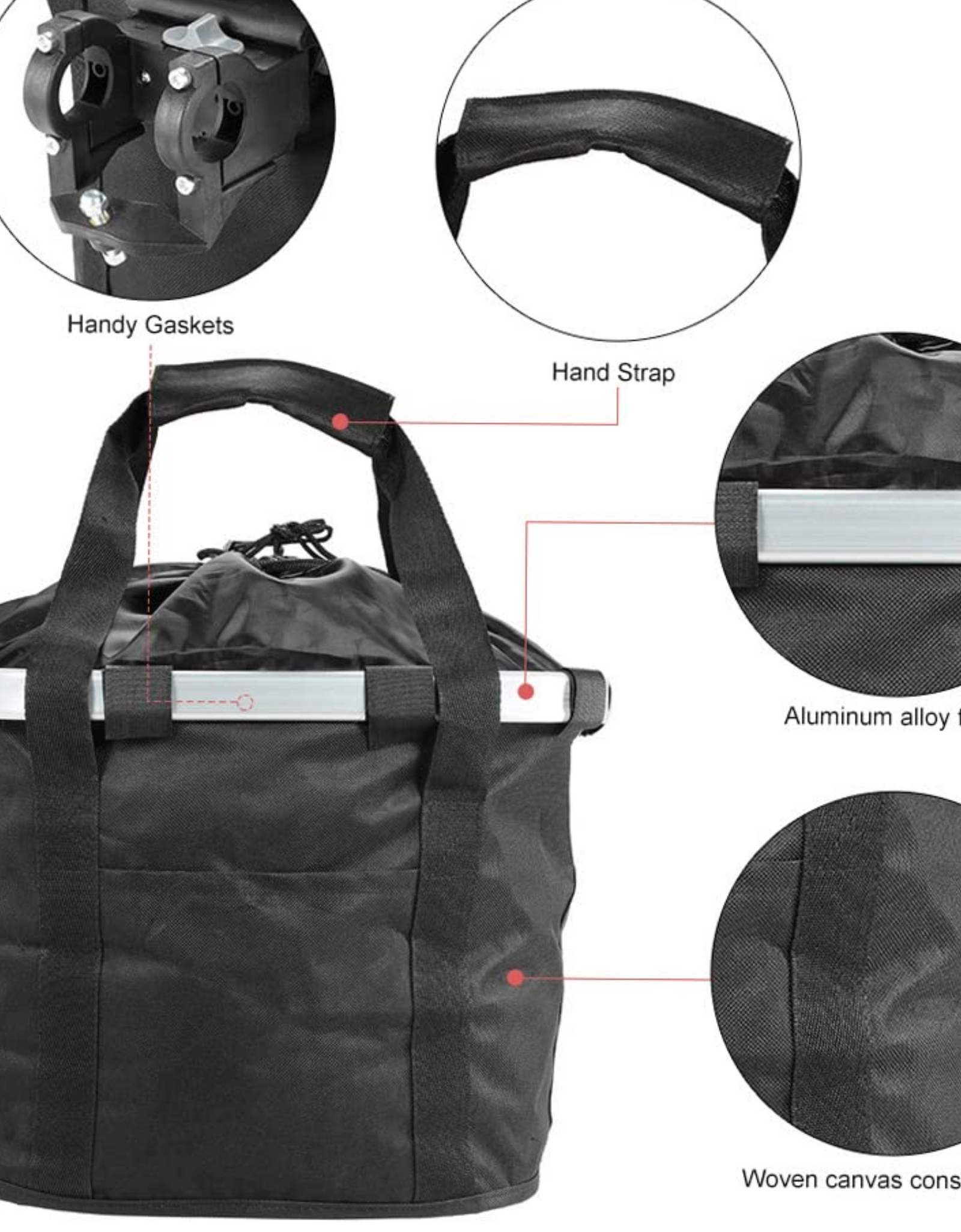 Detachable Canvas Bike Basket with Aluminum Frame