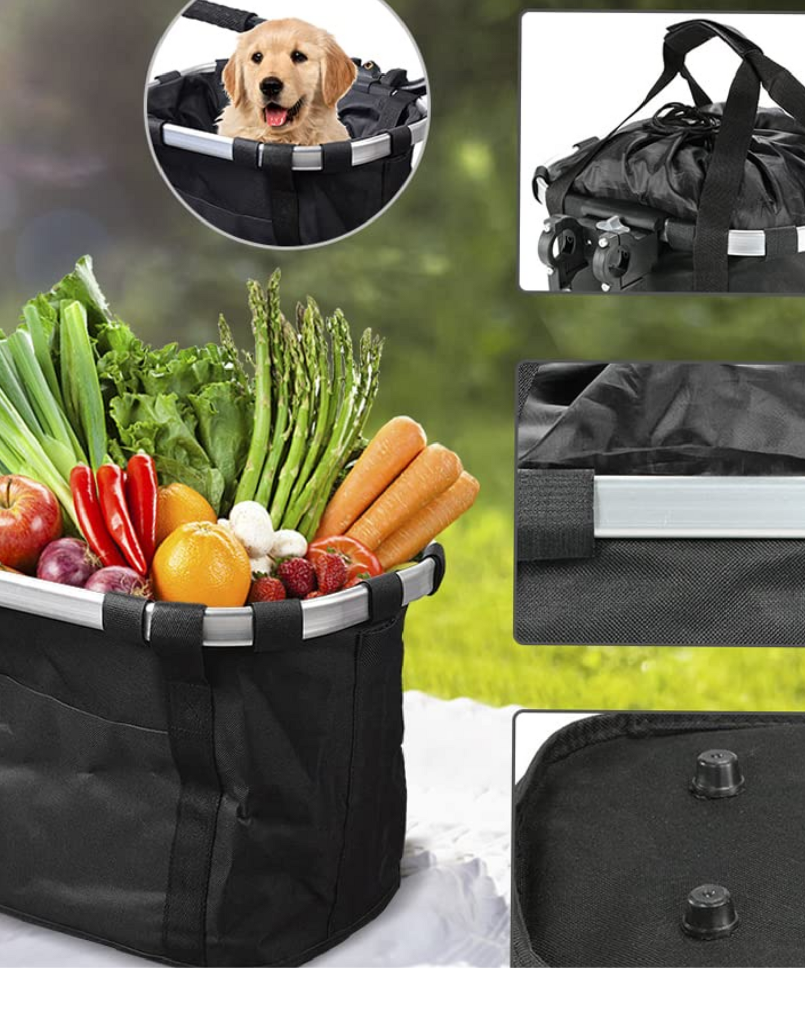 Detachable Canvas Bike Basket with Aluminum Frame