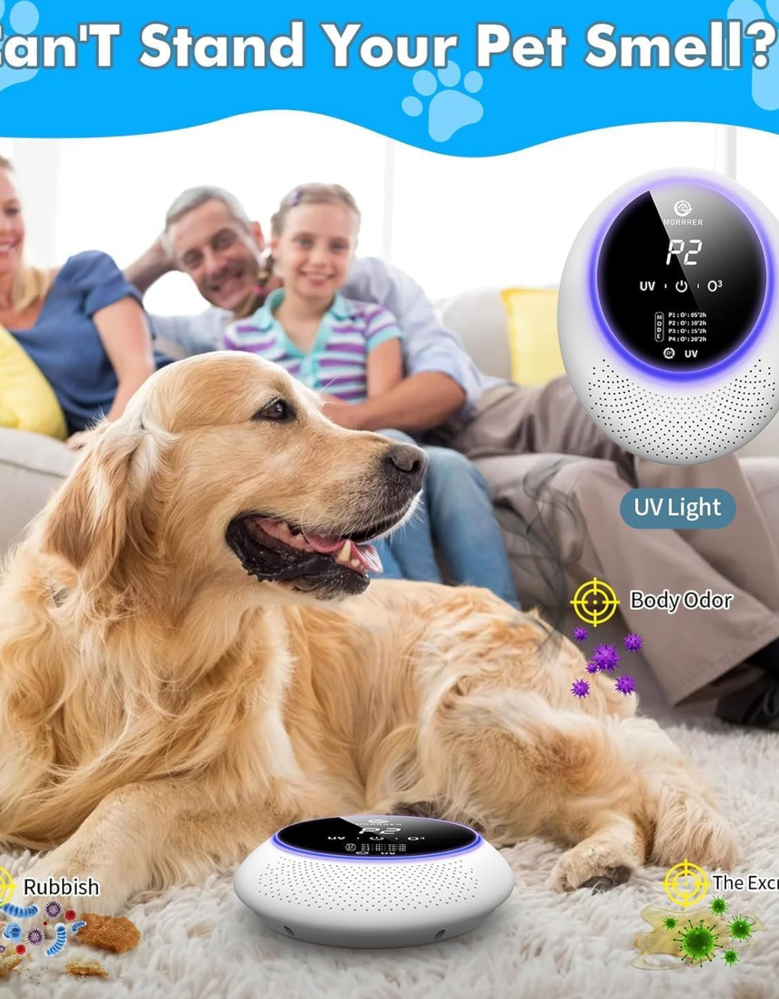 Portable Cat Litter Deodorizer with 10,000mAh Battery
