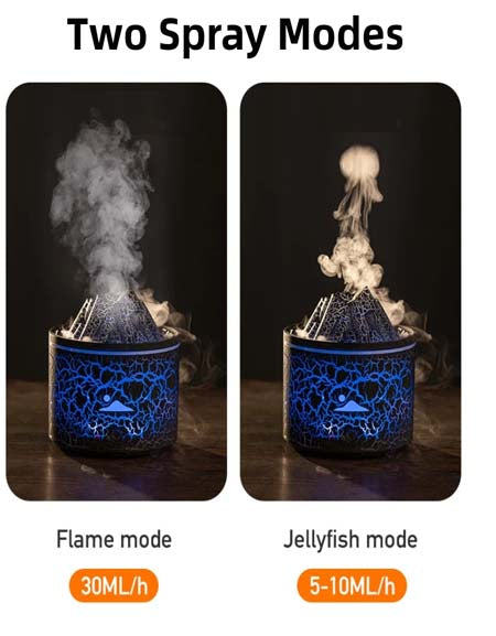 Volcano Flame Ultrasonic Humidifier & Aroma Diffuser for Home Fragrance - Smoking Mist Steamer Zydropshipping