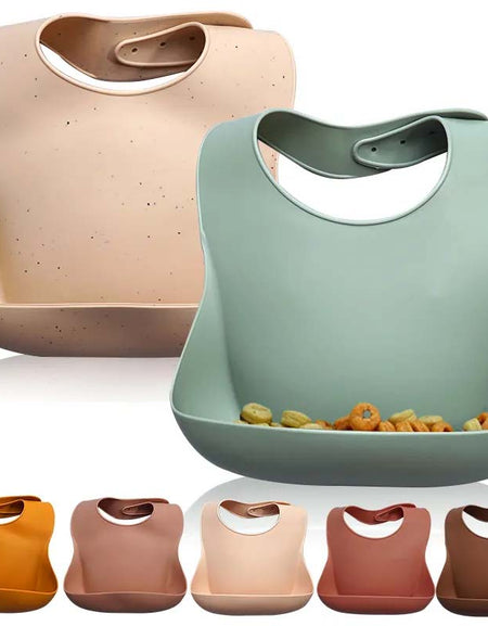Soft Waterproof Silicone Baby Bib with Food Catcher-Zy Fulfill
