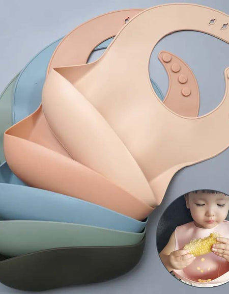 Soft Waterproof Silicone Baby Bib with Food Catcher-Zy Fulfill