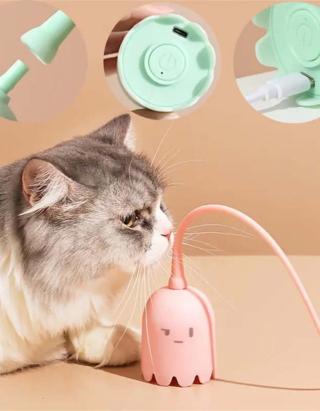 Whimsical Cartoon Pet Toy - Auto-Rotating Magic Tail, USB Rechargeable-Zy Fulfill