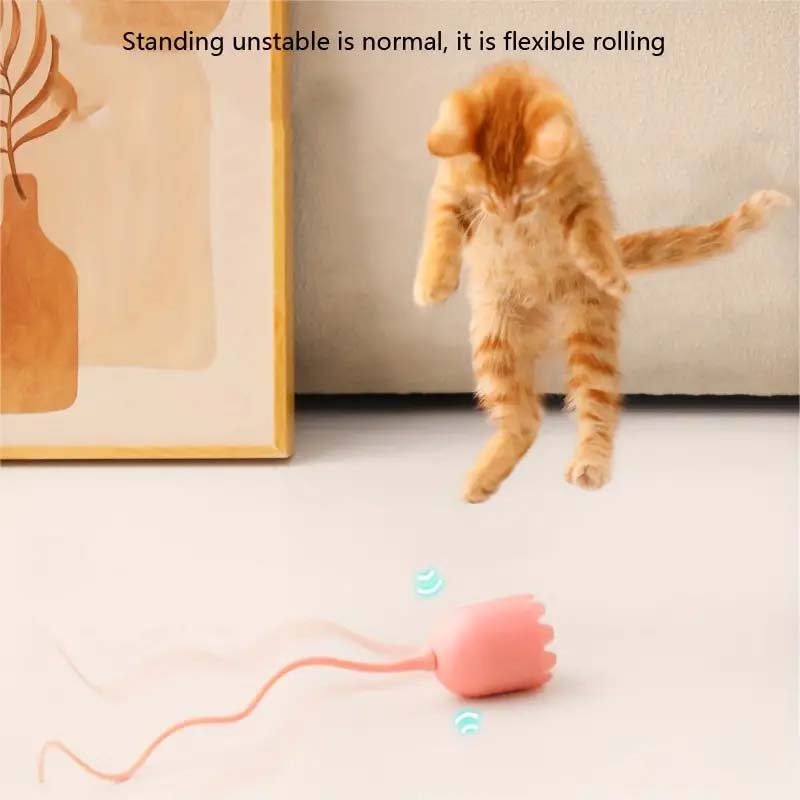 Whimsical Cartoon Pet Toy - Auto-Rotating Magic Tail, USB Rechargeable