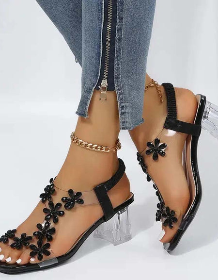 2024 Summer High Heel Sandals with Transparent Square Heel-Zy Fulfill