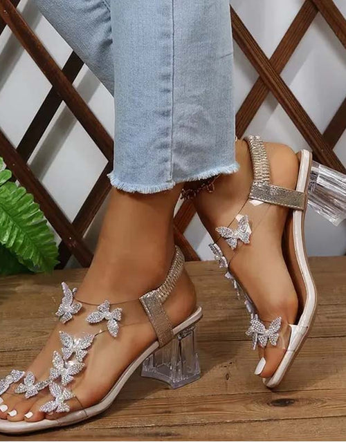 Load image into Gallery viewer, 2024 Summer High Heel Sandals with Transparent Square Heel
