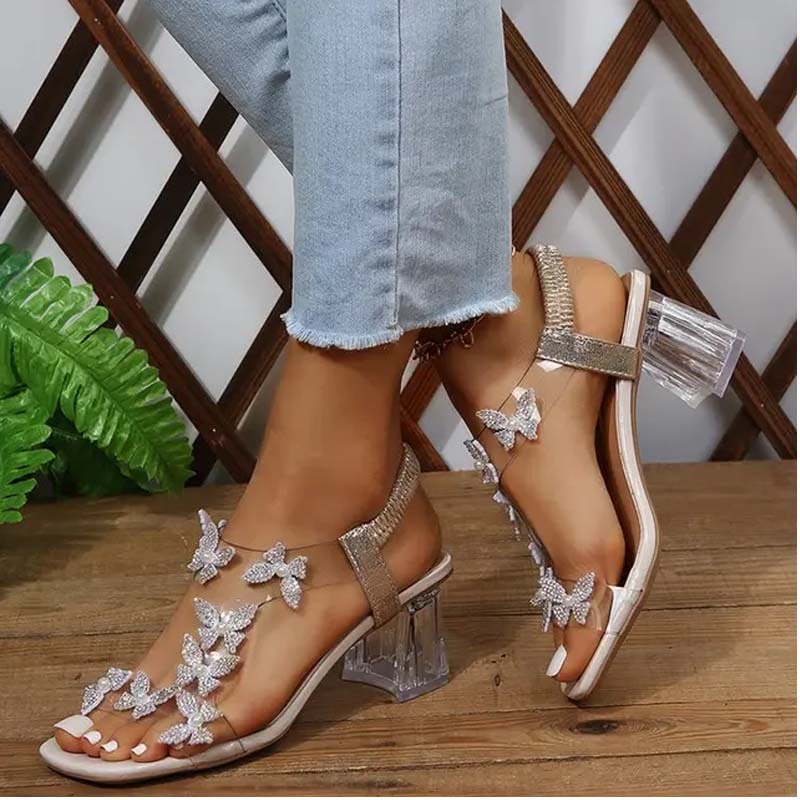 2024 Summer High Heel Sandals with Transparent Square Heel