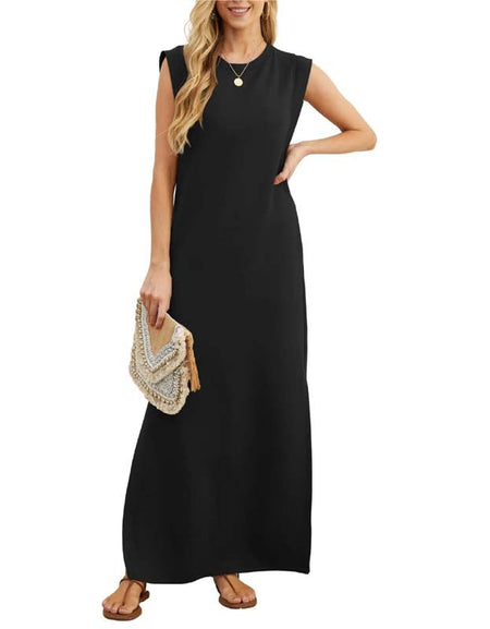 Unpainted Casual Women's Dress with Split Hem-Zy Fulfill