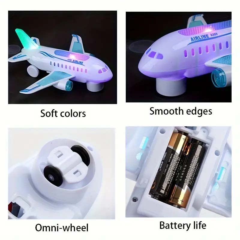 Kids' Electric Airplane Toy with Lights & Music – Ages 3-6