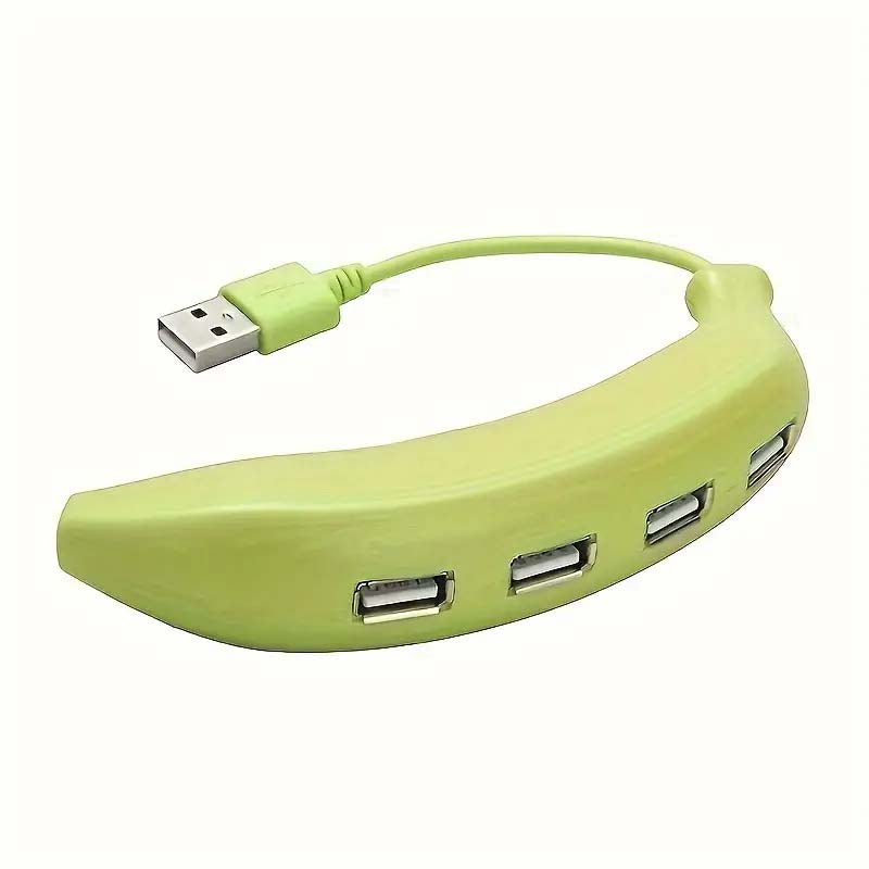 4-Port Banana USB 2.0 Hub - Compact & Portable Expansion
