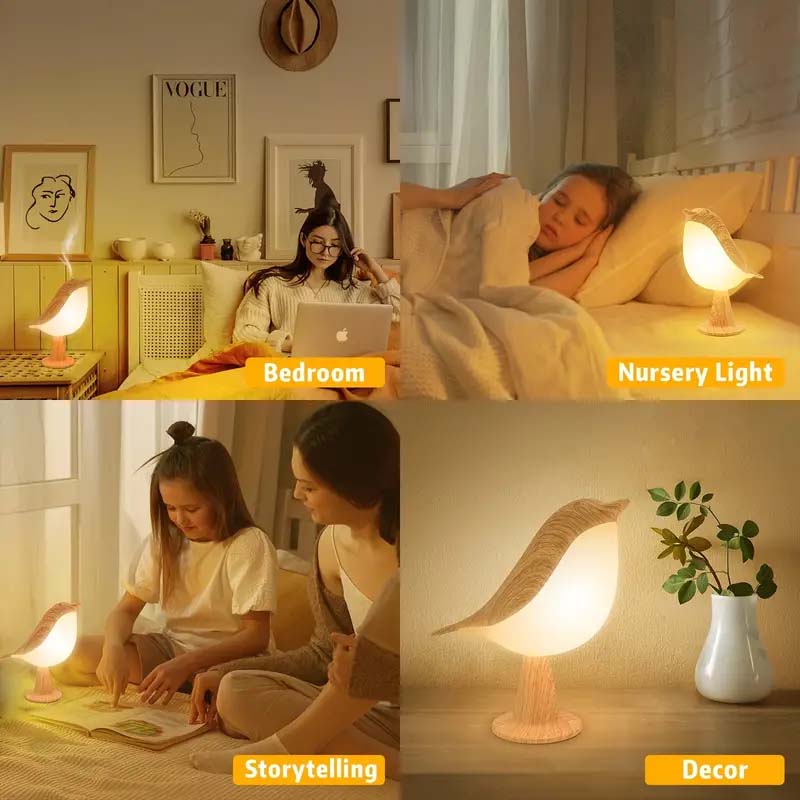 16-Color Bird-Shaped Touch Lamp - Dimmable & USB Rechargeable