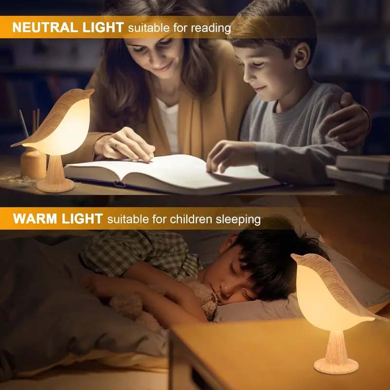 16-Color Bird-Shaped Touch Lamp - Dimmable & USB Rechargeable