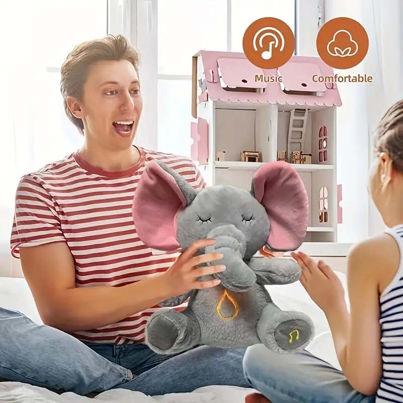 Breathing Elephant Plush Toy - Musical & Light-Up Snuggle for Babies